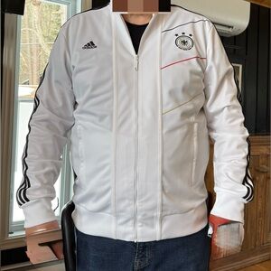 adidas White Germany Crest Track Jacket with Black Stripes